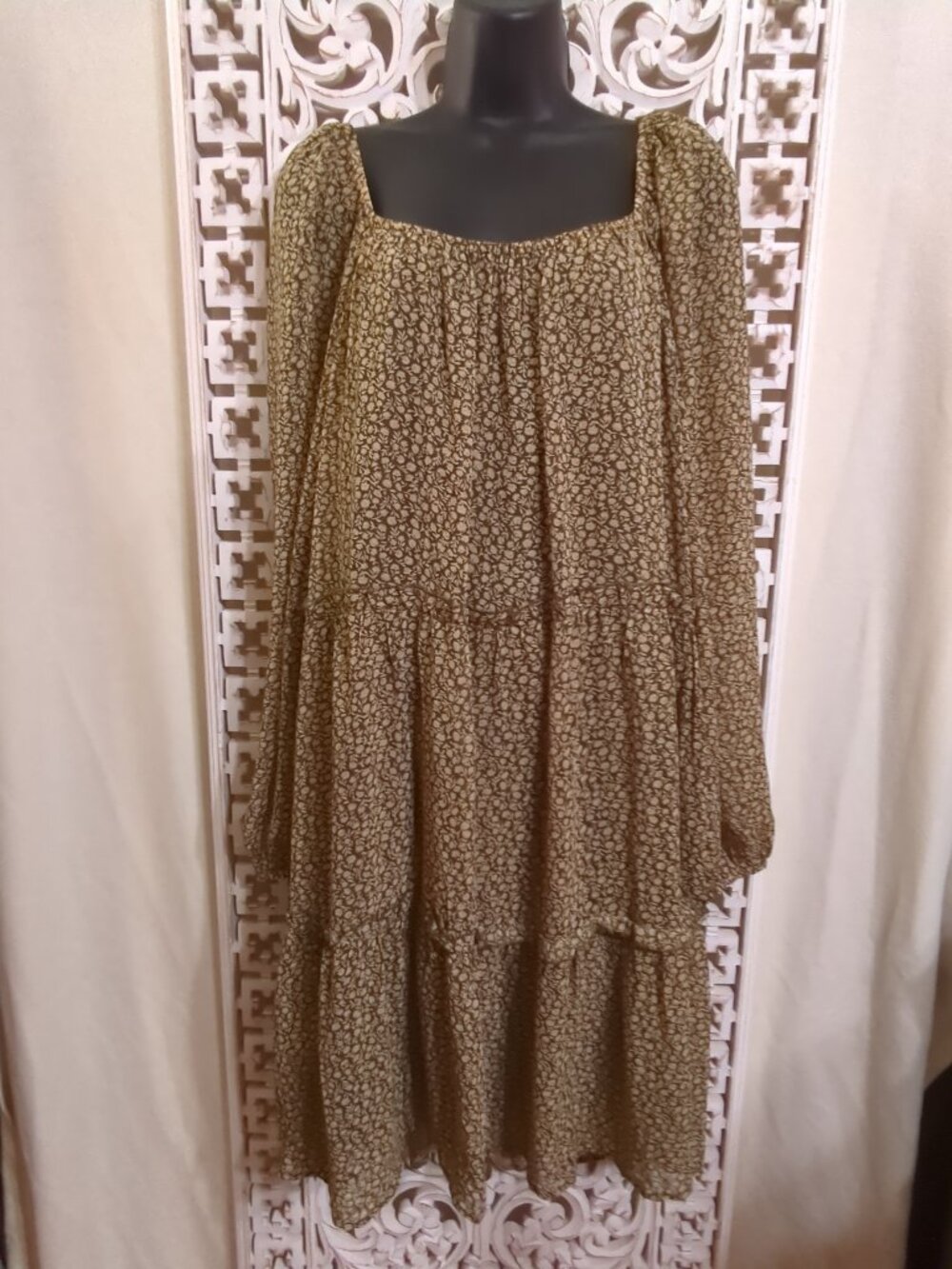 2XL 🌼💚🌼 Long Sleeve Floral Boho Off The Shoulders Midi Dress
